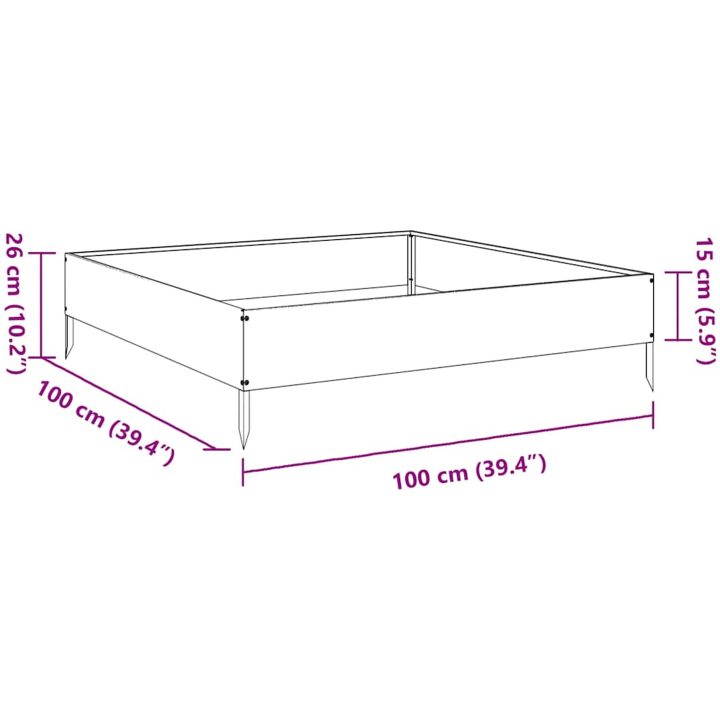 Rabattkant upphöjd galvaniserat stål vidaXL 100 x 100 x 26 cm – bild 11