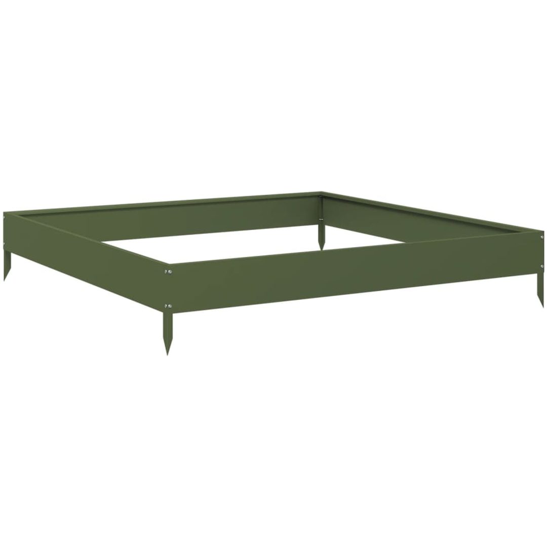 Rabattkant upphöjd olivgrön stål vidaXL 100 x 100 x 18.5 cm – bild 2