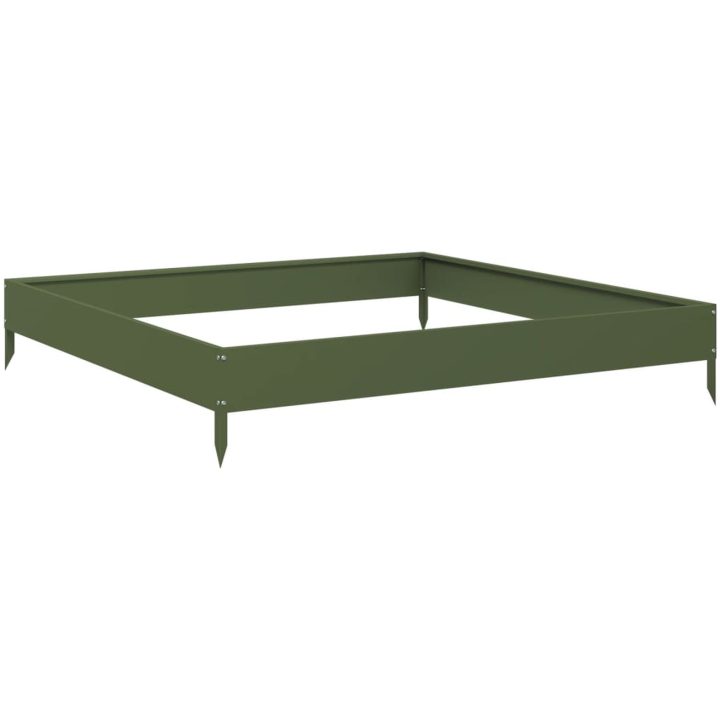 Rabattkant upphöjd olivgrön stål vidaXL 100 x 100 x 18.5 cm – bild 2