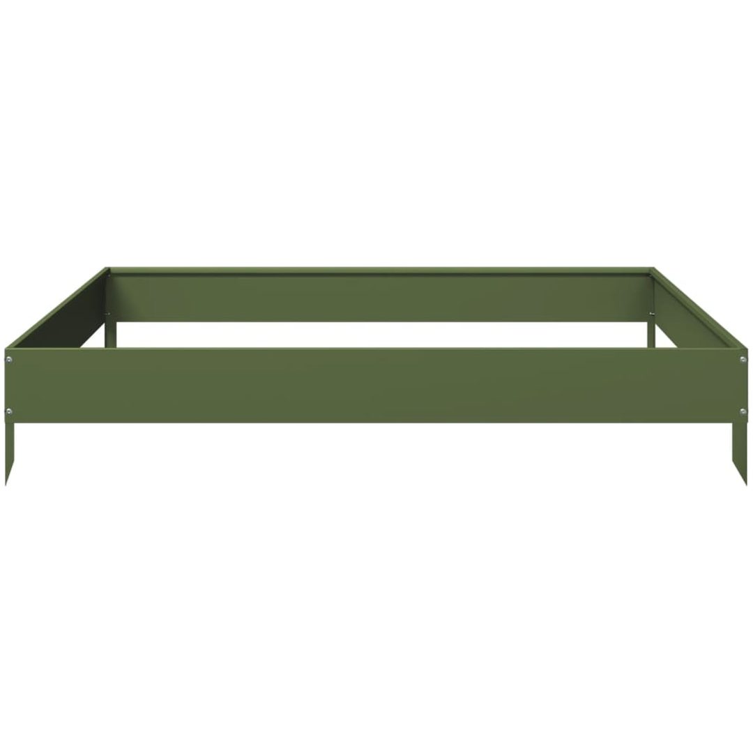 Rabattkant upphöjd olivgrön stål vidaXL 100 x 100 x 18.5 cm – bild 4