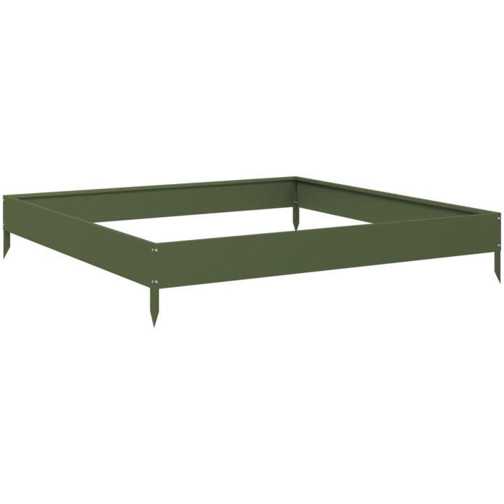 Rabattkant upphöjd olivgrön stål vidaXL 100 x 100 x 18.5 cm – bild 6