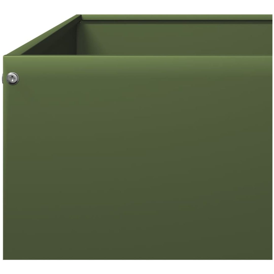 Rabattkant upphöjd olivgrön stål vidaXL 100 x 100 x 18.5 cm – bild 7