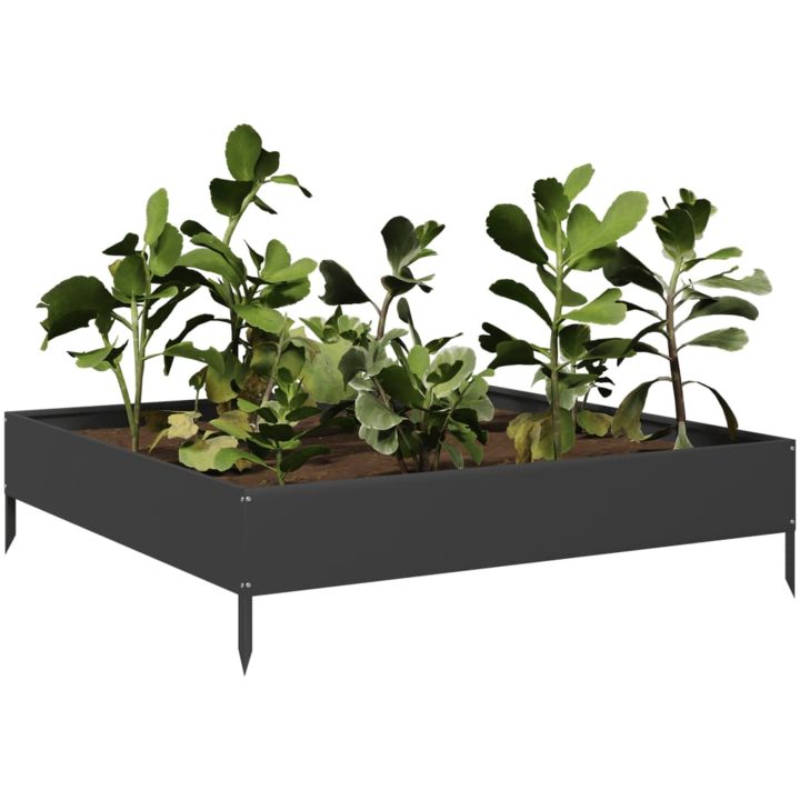 Rabattkant upphöjd svart stål vidaXL 100 x 100 x 26 cm – bild 3