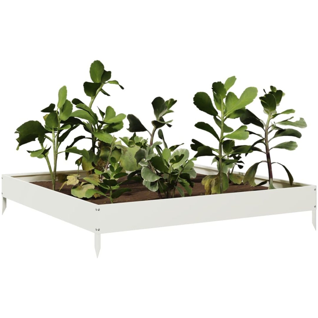 Rabattkant upphöjd vit stål vidaXL 100 x 100 x 18.5 cm – bild 3