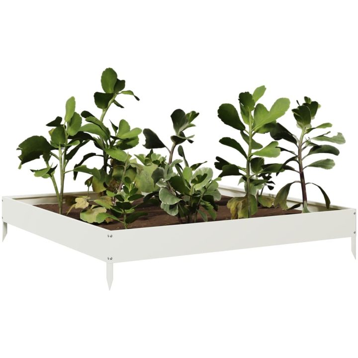 Rabattkant upphöjd vit stål vidaXL 100 x 100 x 18.5 cm – bild 3