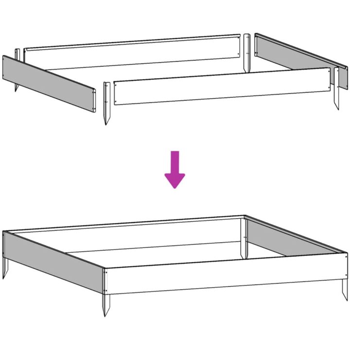 Rabattkant upphöjd vit stål vidaXL 100 x 100 x 18.5 cm – bild 8
