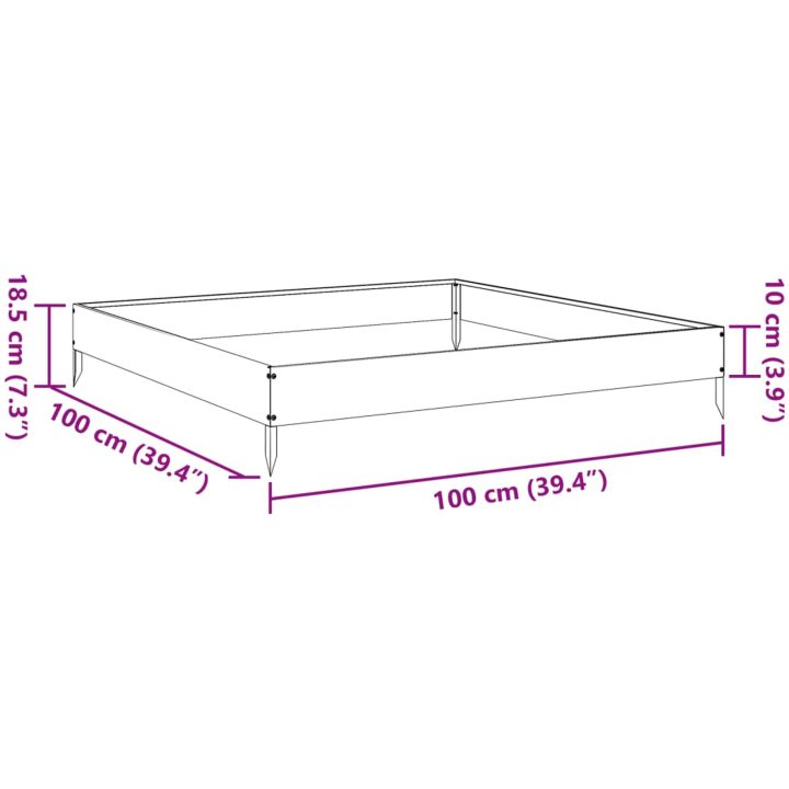 Rabattkant upphöjd vit stål vidaXL 100 x 100 x 18.5 cm – bild 10
