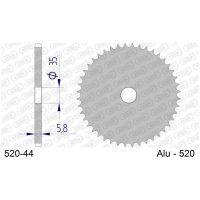 Rear Sprocket 520 44 Teeth Aluminium Afam