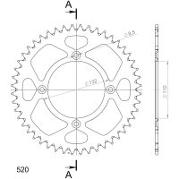 Rear Sprocket Alu RAL-720:48 Black SUPERSPROX