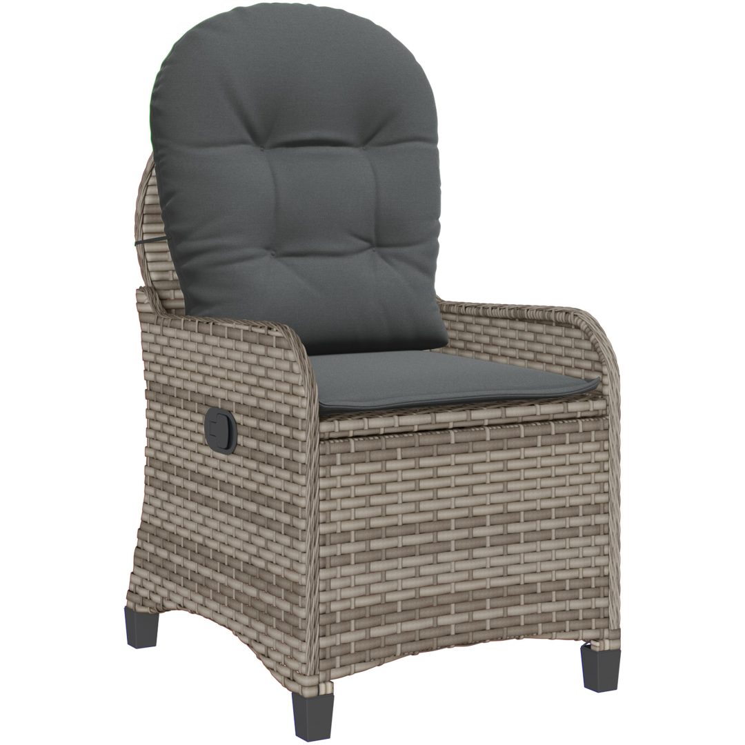 Recliner Stol med Kudde Grå Poly Rattan vidaXL 56 x 66 x 95 cm – bild 2