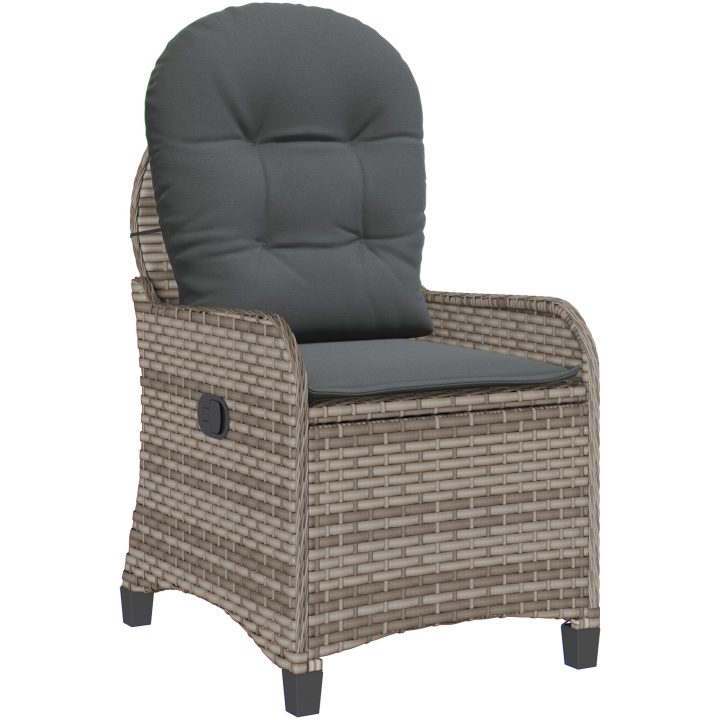 Recliner Stol med Kudde Grå Poly Rattan vidaXL 56 x 66 x 95 cm – bild 2