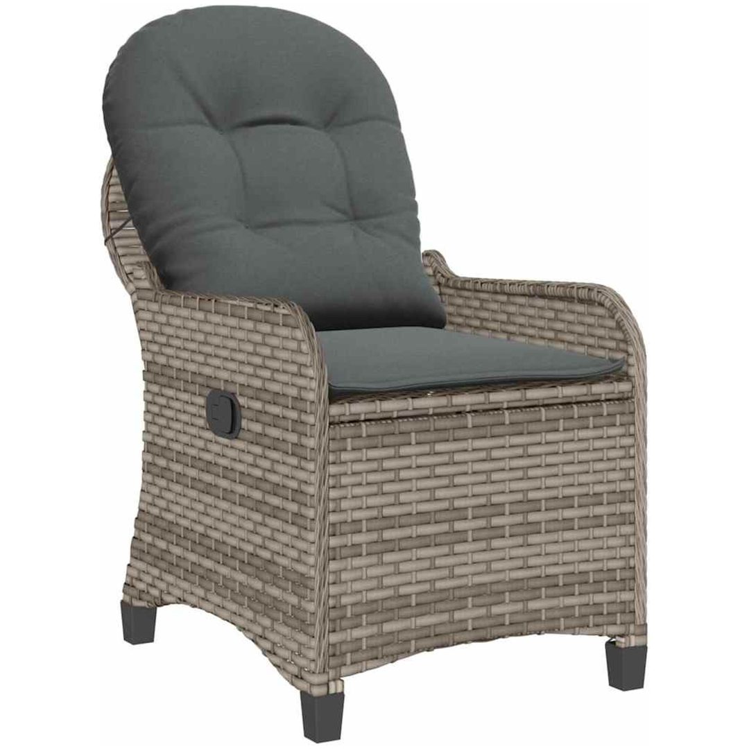 Recliner Stol med Kudde Grå Poly Rattan vidaXL 56 x 66 x 95 cm – bild 4