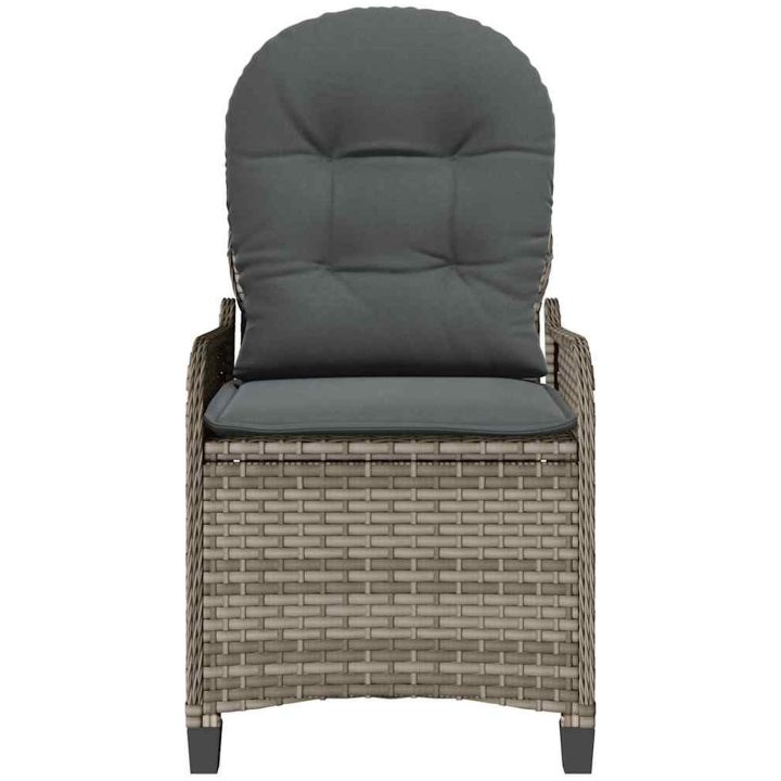 Recliner Stol med Kudde Grå Poly Rattan vidaXL 56 x 66 x 95 cm – bild 5