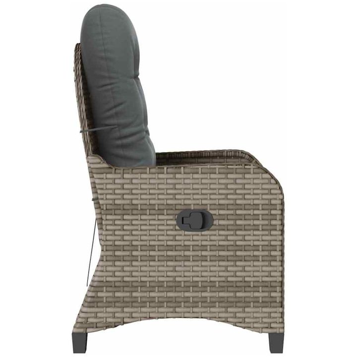 Recliner Stol med Kudde Grå Poly Rattan vidaXL 56 x 66 x 95 cm – bild 6