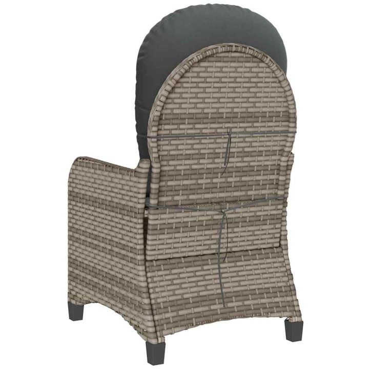 Recliner Stol med Kudde Grå Poly Rattan vidaXL 56 x 66 x 95 cm – bild 7