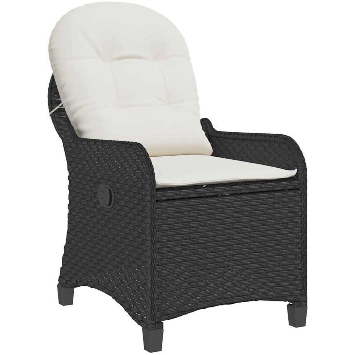Recliner Stol med Kudde Svart Poly Rattan vidaXL 56 x 66 x 95 cm – bild 4