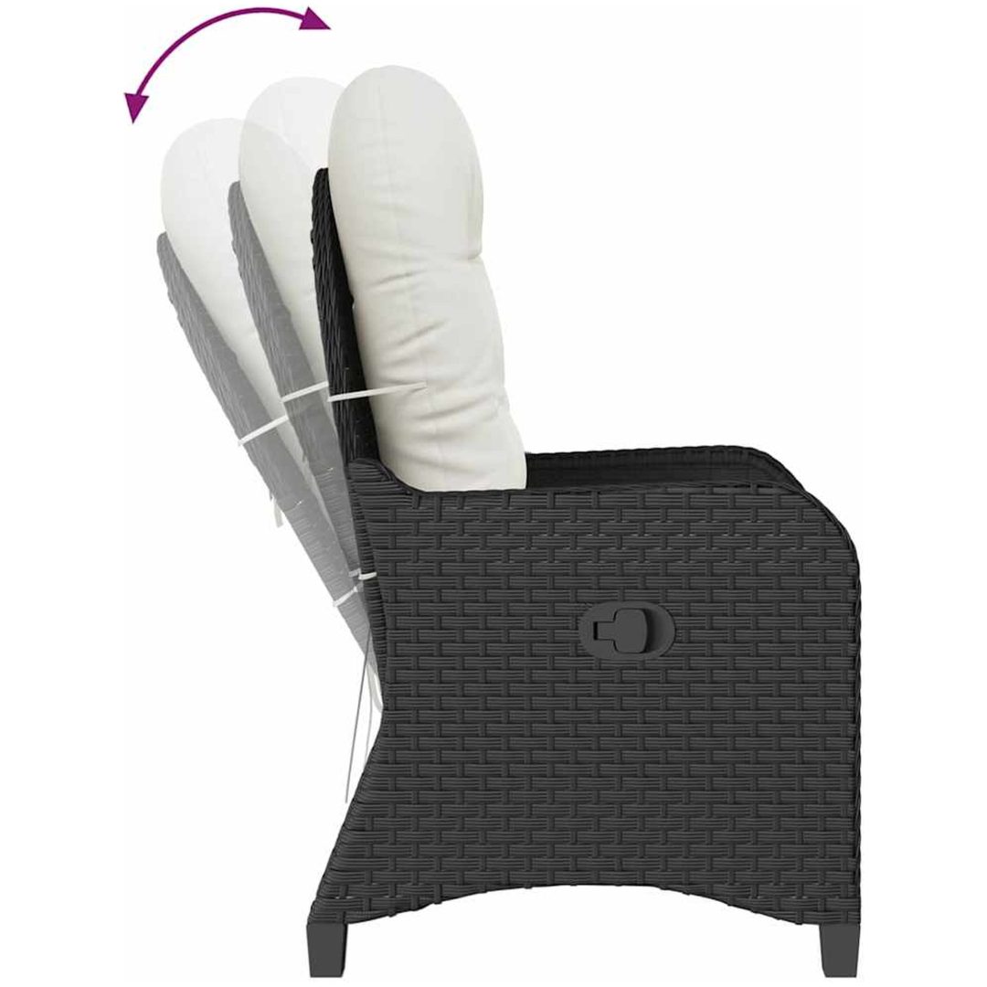 Recliner Stol med Kudde Svart Poly Rattan vidaXL 56 x 66 x 95 cm – bild 10
