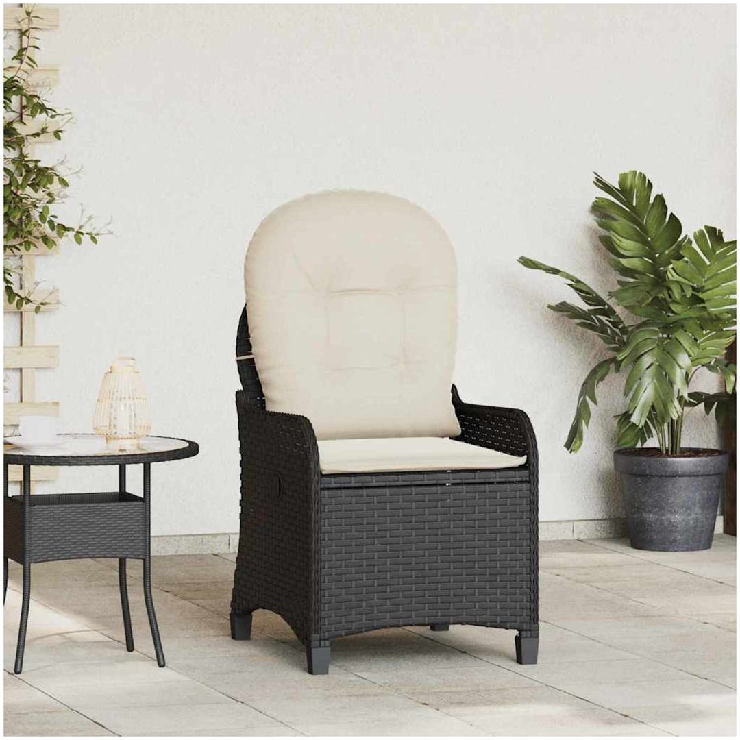 Recliner Stol med Kudde Svart Poly Rattan vidaXL 56 x 66 x 95 cm