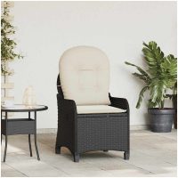 Recliner Stol med Kudde Svart Poly Rattan vidaXL