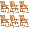Reclinerande trädgårdstolar 6 st Massiv teak vidaXL Standard – miniatyr 2