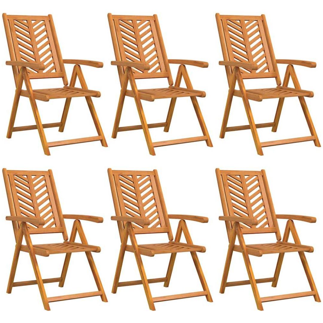 Reclinerande trädgårdstolar 6 st Massiv teak vidaXL Standard – bild 2