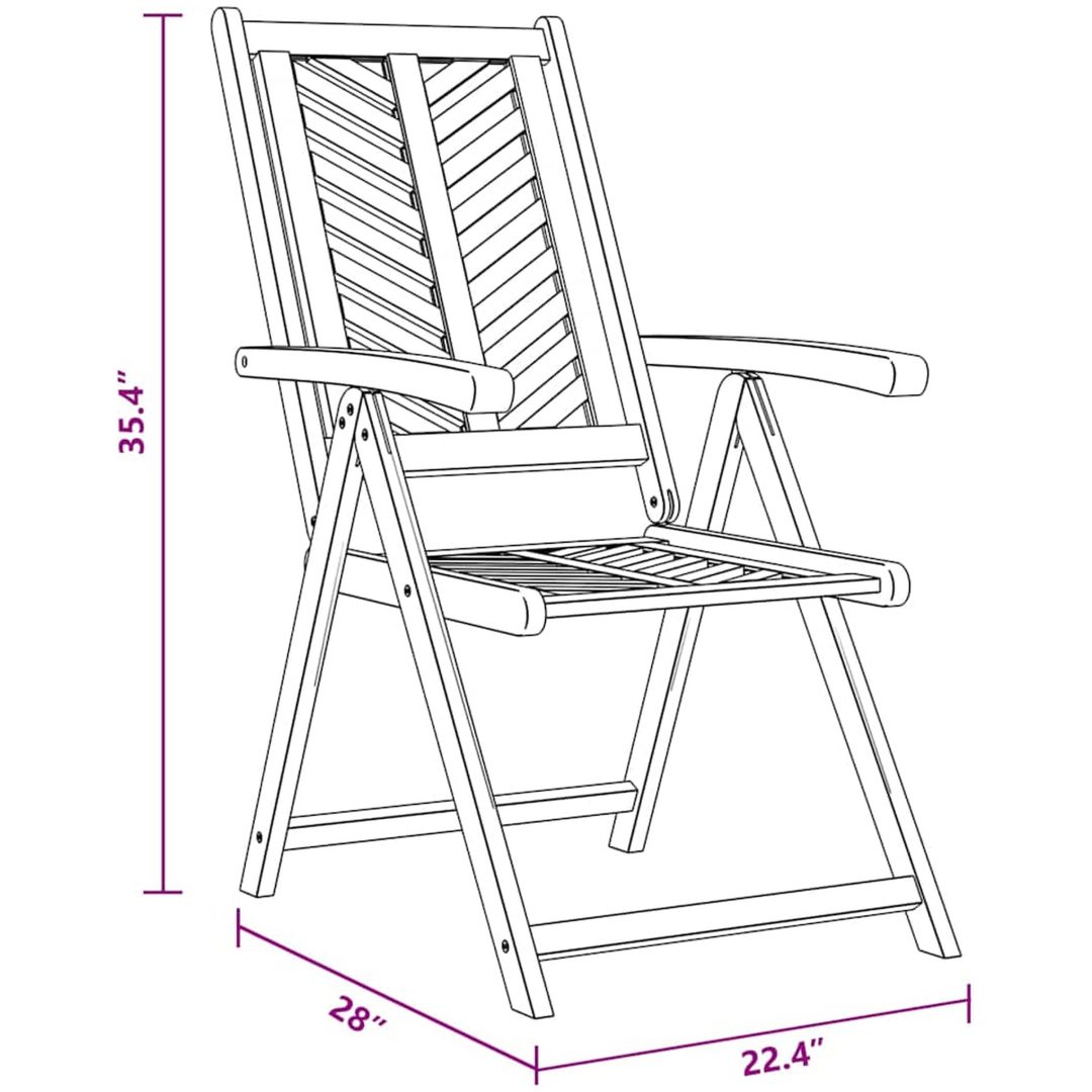 Reclinerande trädgårdstolar 6 st Massiv teak vidaXL Standard – bild 12