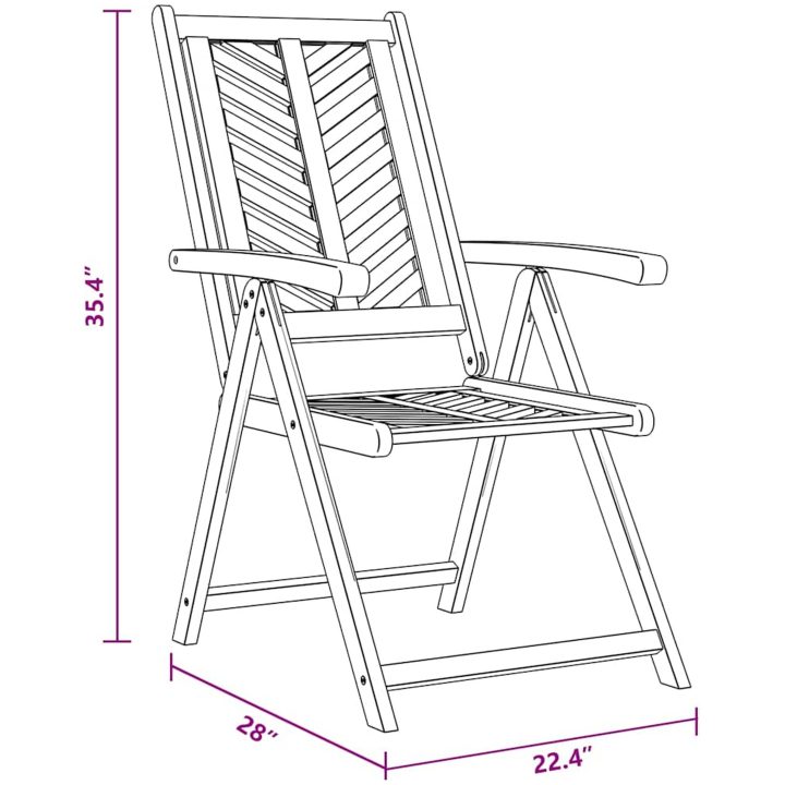 Reclinerande trädgårdstolar 6 st Massiv teak vidaXL Standard – bild 12