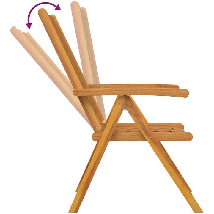 Reclinerande trädgårdstolar 6 st Massiv teak vidaXL Standard – bild 9