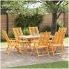 Reclinerande trädgårdstolar 6 st Massiv teak vidaXL Standard – miniatyr 1