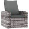 Reclinerstol för trädgården med dynor grå konstrotting vidaXL – miniatyr 2