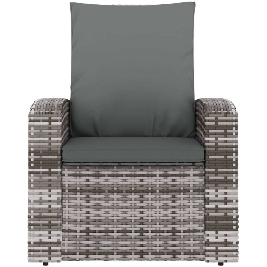 Reclinerstol för trädgården med dynor grå konstrotting vidaXL – bild 3