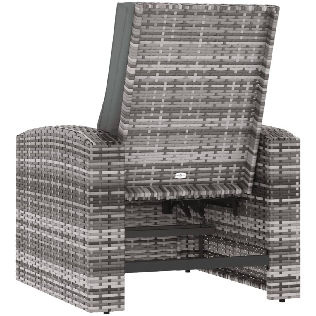 Reclinerstol för trädgården med dynor grå konstrotting vidaXL – bild 5