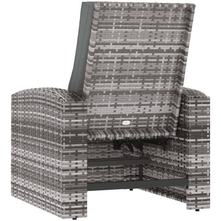 Reclinerstol för trädgården med dynor grå konstrotting vidaXL – bild 5