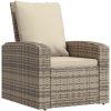 Reclinerstol for trädgården med dynor ljusbrun konstrotting vidaXL – miniatyr 2