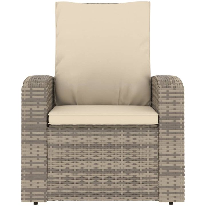 Reclinerstol for trädgården med dynor ljusbrun konstrotting vidaXL – bild 3