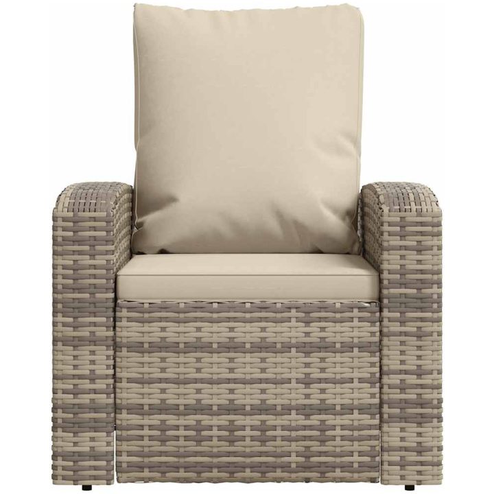 Reclinerstol for trädgården med dynor ljusbrun konstrotting vidaXL – bild 4