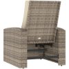 Reclinerstol for trädgården med dynor ljusbrun konstrotting vidaXL – miniatyr 7