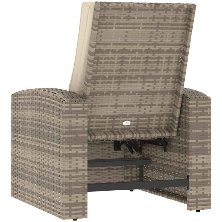 Reclinerstol for trädgården med dynor ljusbrun konstrotting vidaXL – bild 7