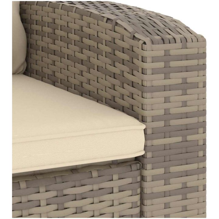 Reclinerstol for trädgården med dynor ljusbrun konstrotting vidaXL – bild 9
