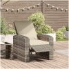 Reclinerstol for trädgården med dynor ljusbrun konstrotting vidaXL – miniatyr 1