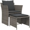 Reclinerstol för trädgården med fotpall grå konstrotting vidaXL – miniatyr 2