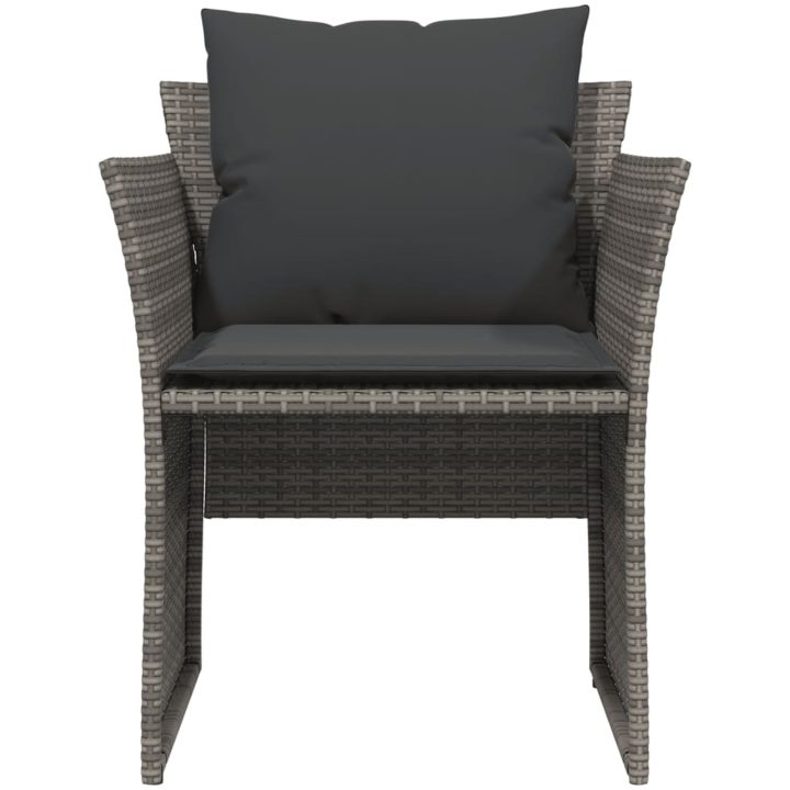 Reclinerstol för trädgården med fotpall grå konstrotting vidaXL – bild 5