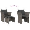 Reclinerstol för trädgården med fotpall grå konstrotting vidaXL – miniatyr 8