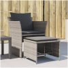 Reclinerstol för trädgården med fotpall grå konstrotting vidaXL – miniatyr 1