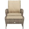Reclinerstol for trädgården med fotpall ljusbrun konstrotting vidaXL – miniatyr 3