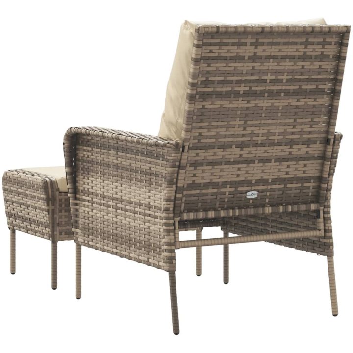 Reclinerstol for trädgården med fotpall ljusbrun konstrotting vidaXL – bild 5