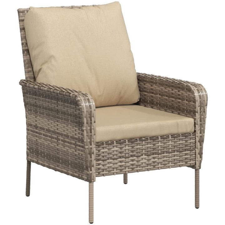 Reclinerstol for trädgården med fotpall ljusbrun konstrotting vidaXL – bild 6