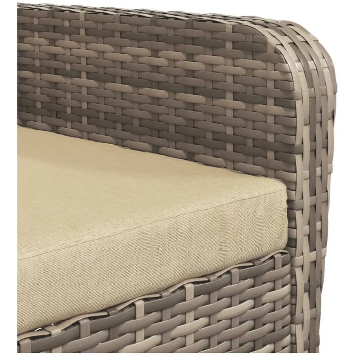 Reclinerstol for trädgården med fotpall ljusbrun konstrotting vidaXL – bild 8