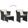Reclinerstol för trädgården med fotpall svart konstrotting vidaXL – miniatyr 8