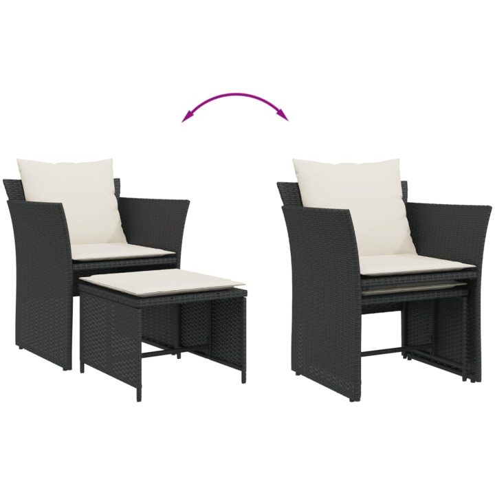 Reclinerstol för trädgården med fotpall svart konstrotting vidaXL – bild 8